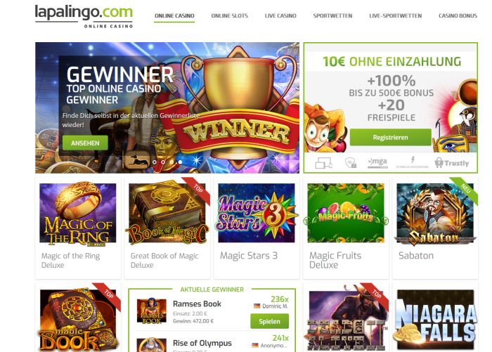 Lapalingo Casino Homepage